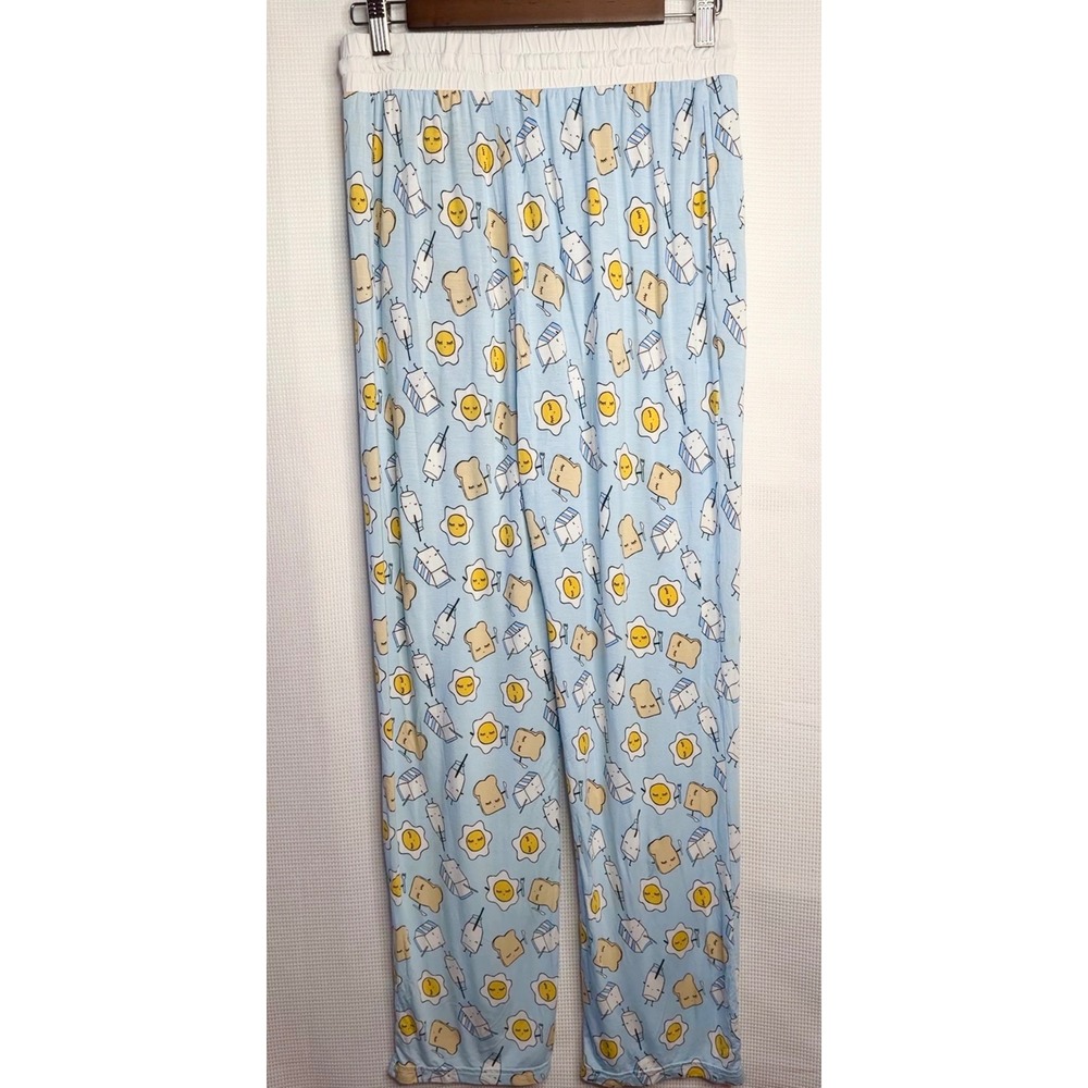 Little Sleepies Breakfast Lunaluxe Bamboo Pajama Pants Light Blue Women Medium